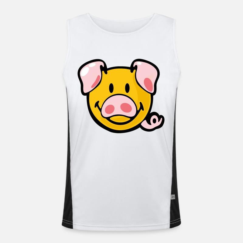 Smiley Pig Funktionelles Kontrast-Tank Top für Männer 