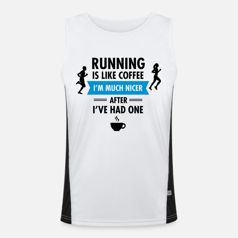 Running Is Like Coffee... - Men's Functional Contrast Tank Top  - white/black