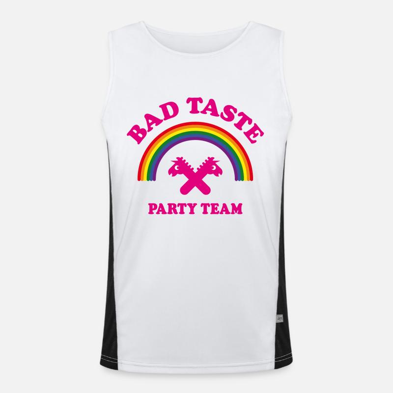 Bad Taste Party Team (Einhorn, Regenbogen, Cooper) Funktionelles Kontrast-Tank Top für Männer 