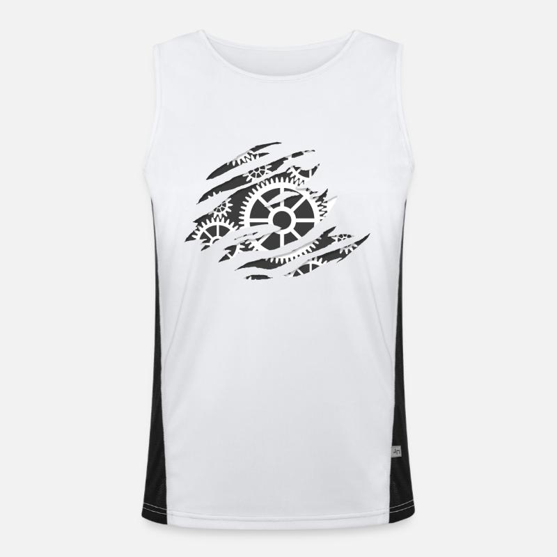 Gear behind torn effect - gift idea Men's Functional Contrast Tank Top 