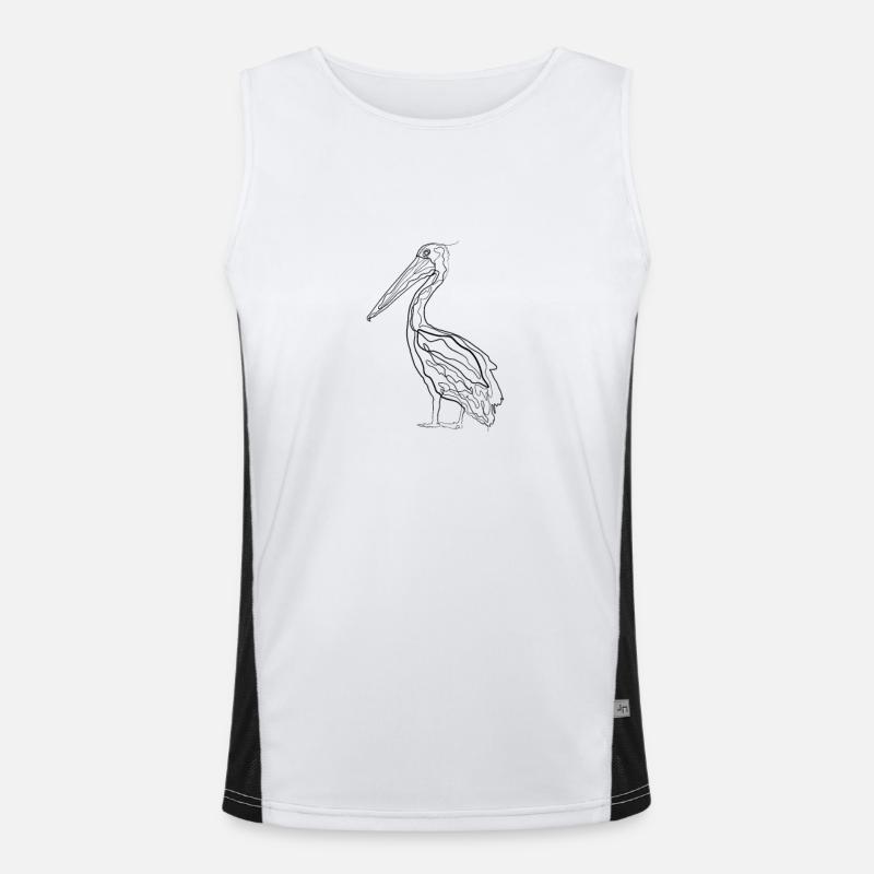Pelikan - one line drawing Funktionelles Kontrast-Tank Top für Männer 