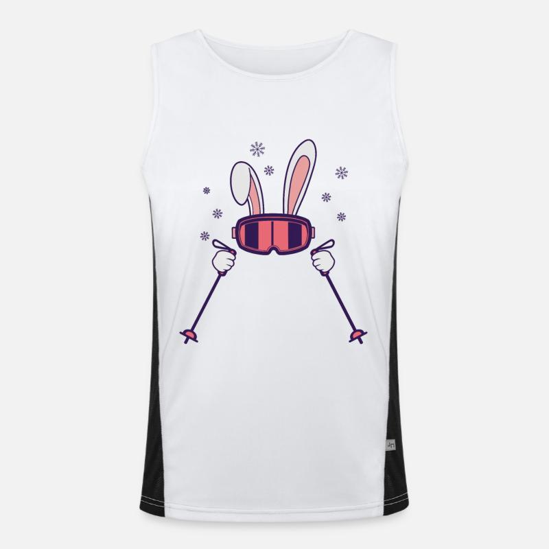 Lapin de ski avec bâtons de ski et lunettes de ski Débardeur respirant contrasté Homme 