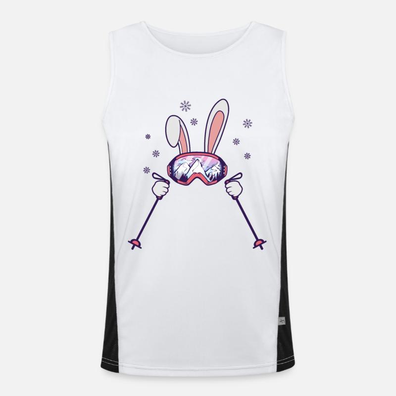 Lapin de ski avec bâtons de ski et lunettes de ski Débardeur respirant contrasté Homme 