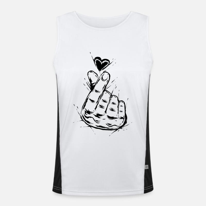 K-Pop - Men's Functional Contrast Tank Top  - white/black