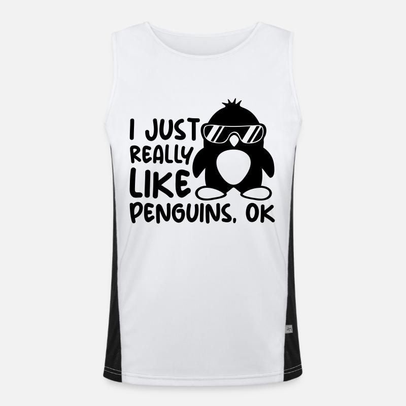 I just like penguins - Men's Functional Contrast Tank Top  - white/black