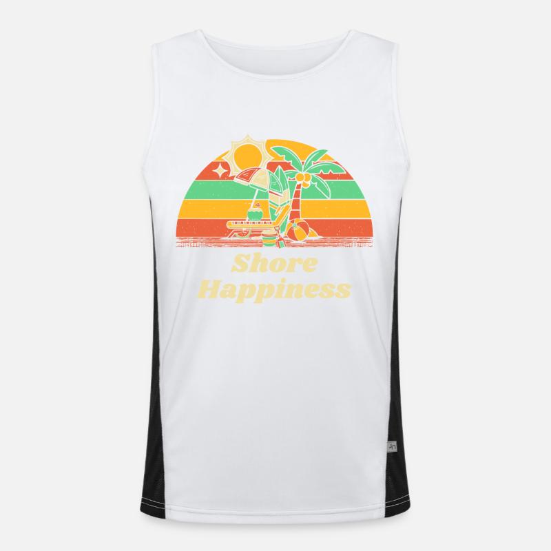 Shore Happiness Beach Été Océan Tropical Débardeur respirant contrasté Homme 