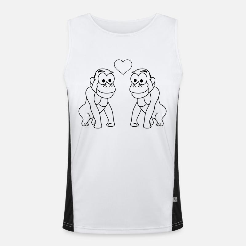 Gorilla Comic Paar Liebe Funktionelles Kontrast-Tank Top für Männer 