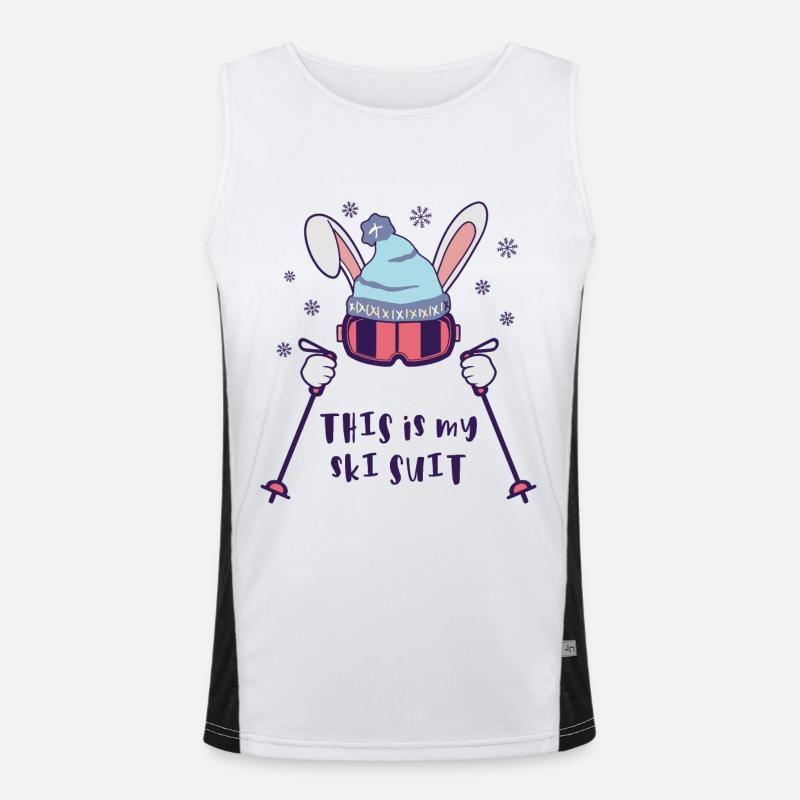 This is my Ski Suit Skiing Rabbit with ski poles Men's Functional Contrast Tank Top 