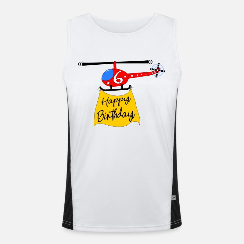 Helicopter Happy Birthday 6 - Men's Functional Contrast Tank Top  - white/black