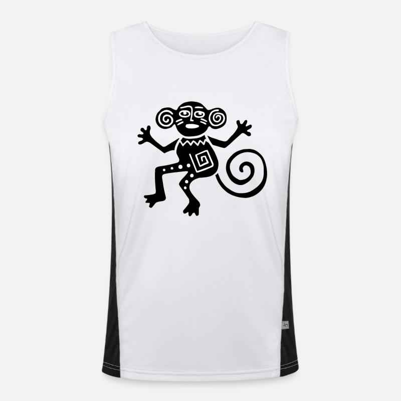 Ancient Mexican Symbol, Monkey, Monkey - Men's Functional Contrast Tank Top  - white/black