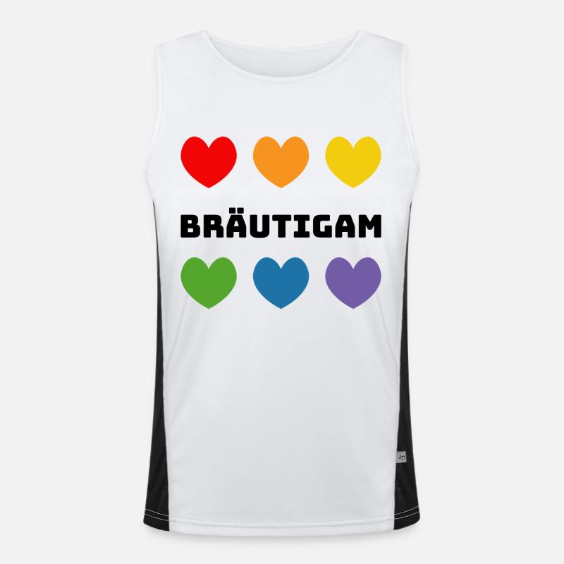 Regenbogenherzchen Braeutigam schwarz Funktionelles Kontrast-Tank Top für Männer 