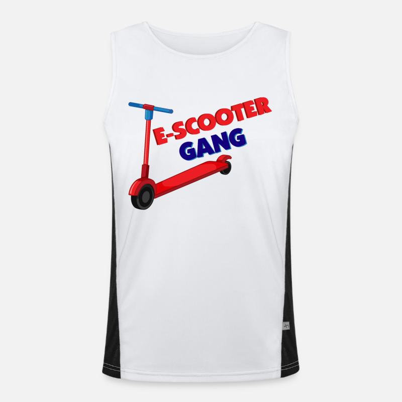 E-Scooter Roller Scooter - Men's Functional Contrast Tank Top  - white/black
