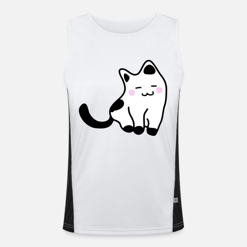 Weißes Kätzchen Funktionelles Kontrast-Tank Top für Männer 