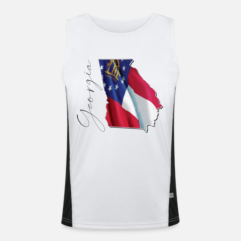 Georgia (USA) | echte Flagge | Flag Map Script Funktionelles Kontrast-Tank Top für Männer 