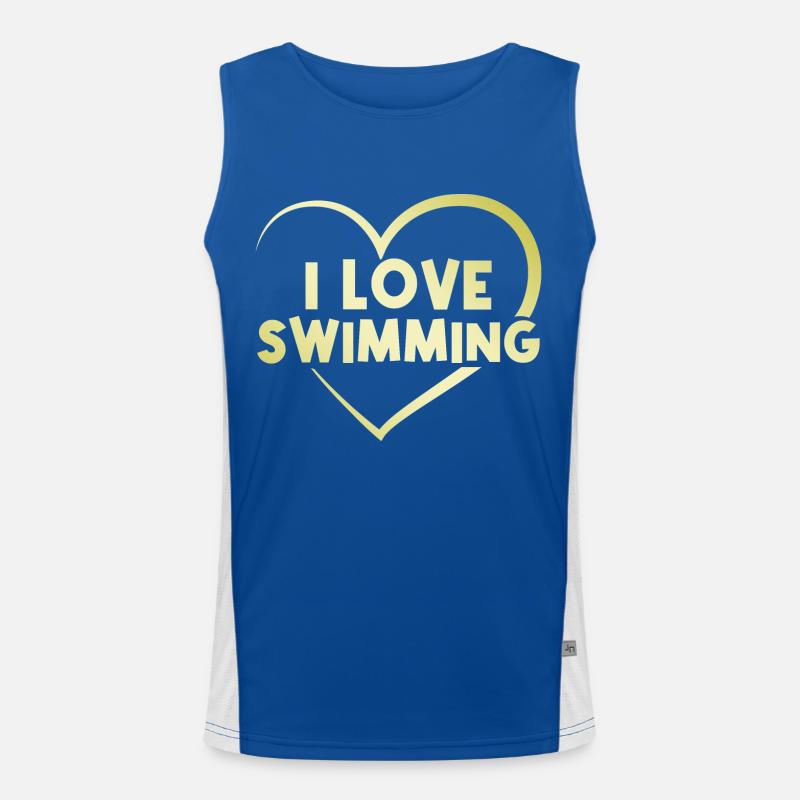 Ich liebe Schwimmen Funktionelles Kontrast-Tank Top für Männer 