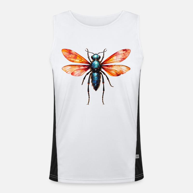 Cool colorful boho fly, mosquito, flying insect Men's Functional Contrast Tank Top 