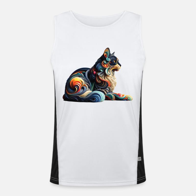 Bunte abstrakte Katze Funktionelles Kontrast-Tank Top für Männer 