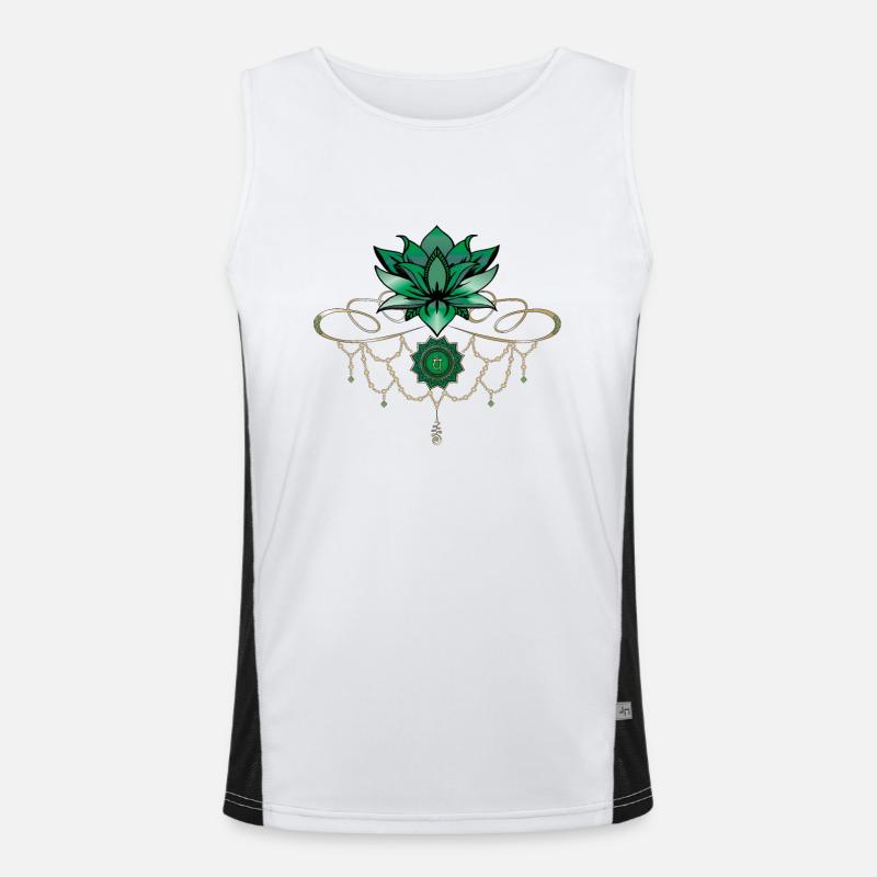 Chakras du lotus vert unalome Débardeur respirant contrasté Homme 