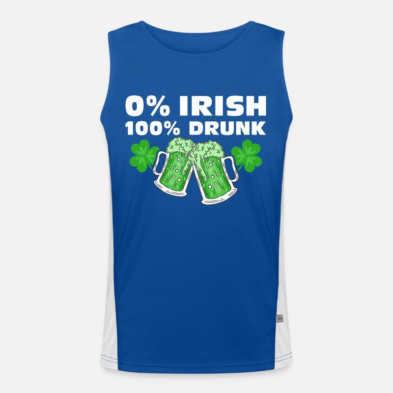 0 % Irish 100 % Drunk Funktionelles Kontrast-Tank Top für Männer 