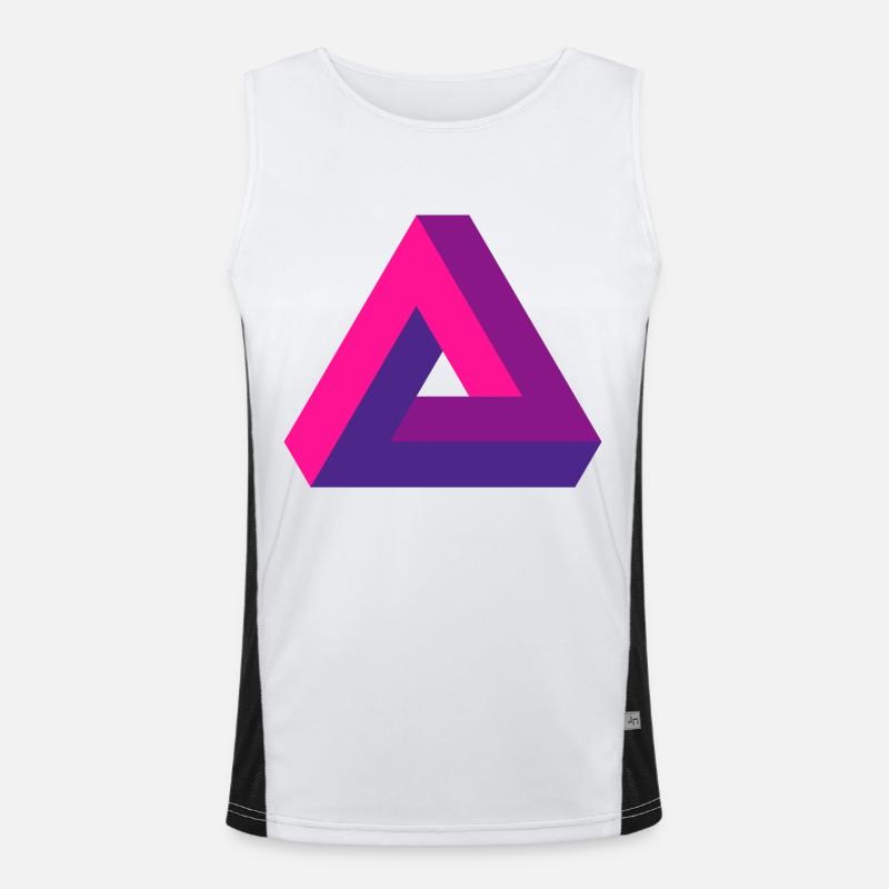 Mind-Bending Perspective: Impossible 3D Triangle - Men's Functional Contrast Tank Top  - white/black