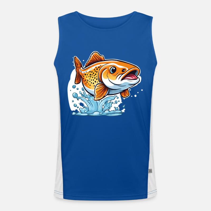 Conception de truite en cours d’exécution : Art de poisson coloré et mignon Débardeur respirant contrasté Homme 