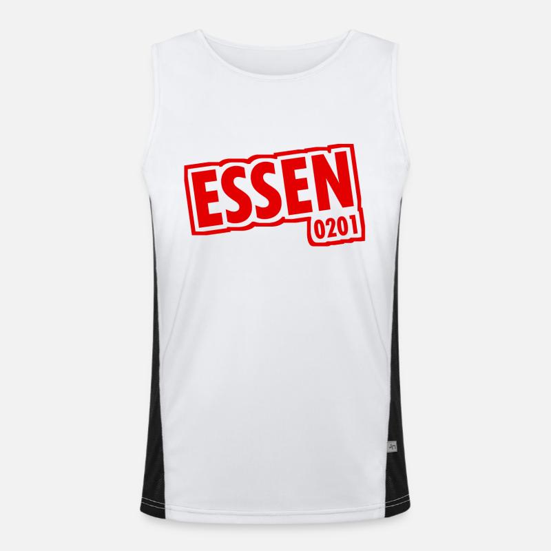 Essen - 0201 - Area Code - Slogan - Men's Functional Contrast Tank Top  - white/black