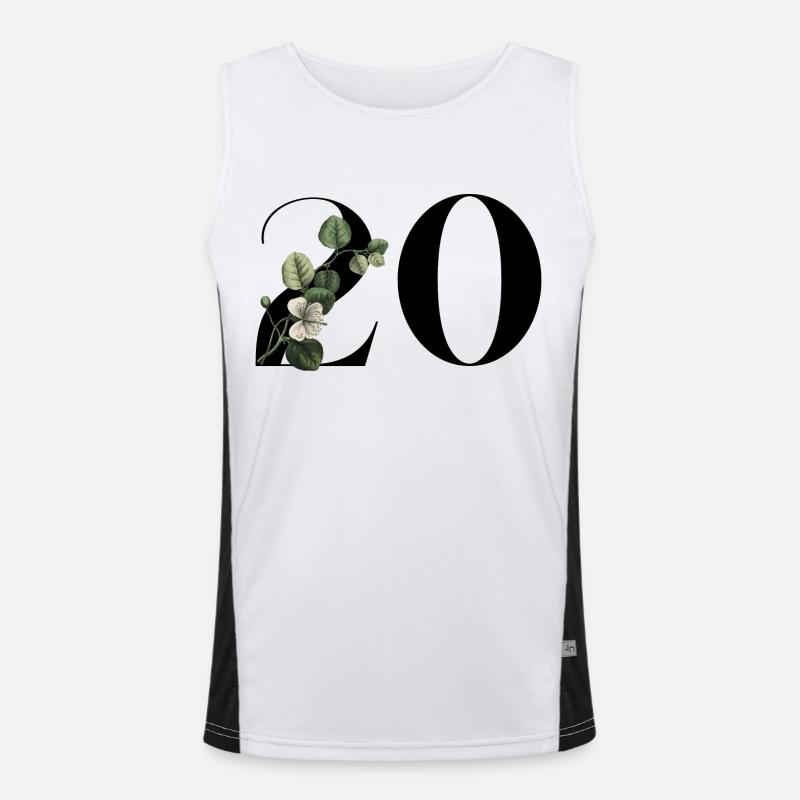 Nummer 20 Blumengrün -20. Geburtstag Blumen Funktionelles Kontrast-Tank Top für Männer 