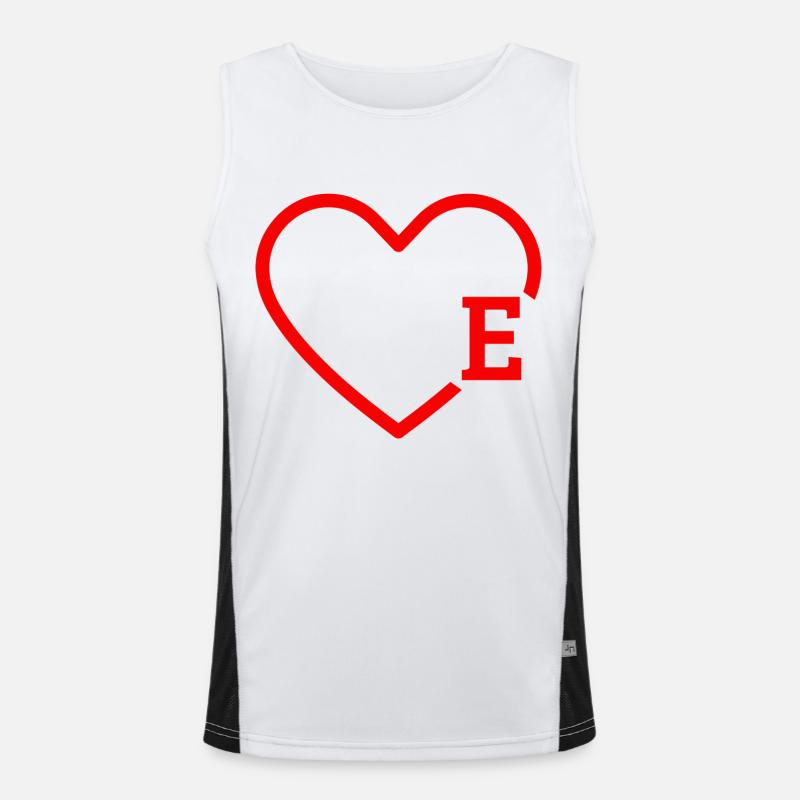 Buchstabe E Rotes Herz Funktionelles Kontrast-Tank Top für Männer 