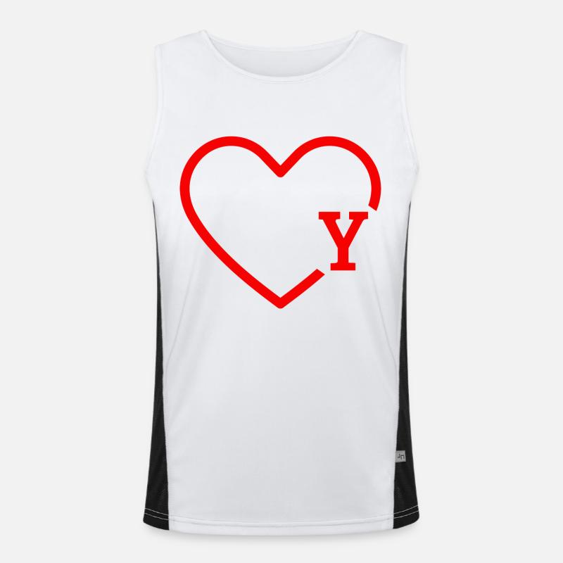 Buchstabe y rotes Herz Funktionelles Kontrast-Tank Top für Männer 