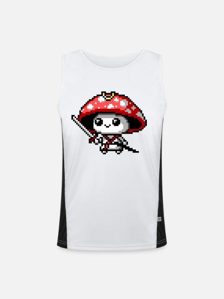 8bit Mushroom Samurai - Men's Functional Contrast Tank Top  - white/black