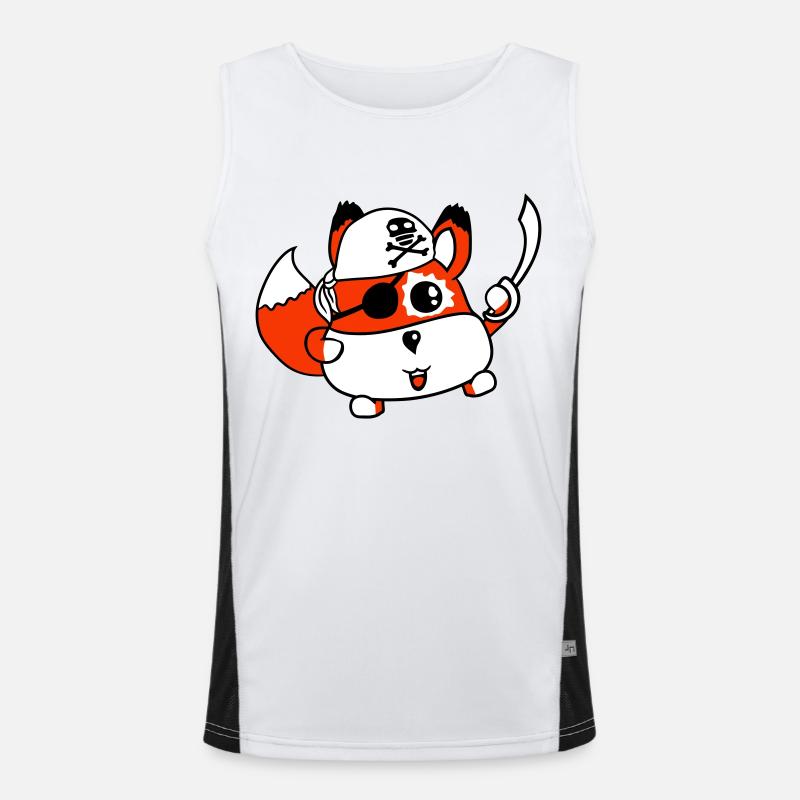 Little Cute Fox Pirate Animal Saber Eye Patch Men's Functional Contrast Tank Top 