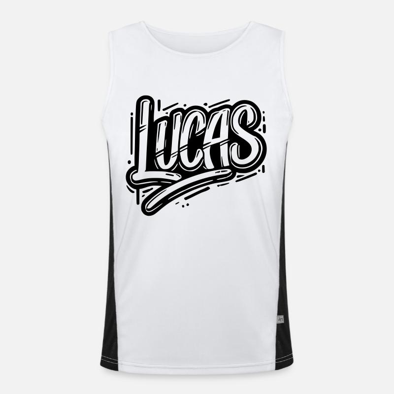 Lucas Name Vorname Graffiti Funktionelles Kontrast-Tank Top für Männer 