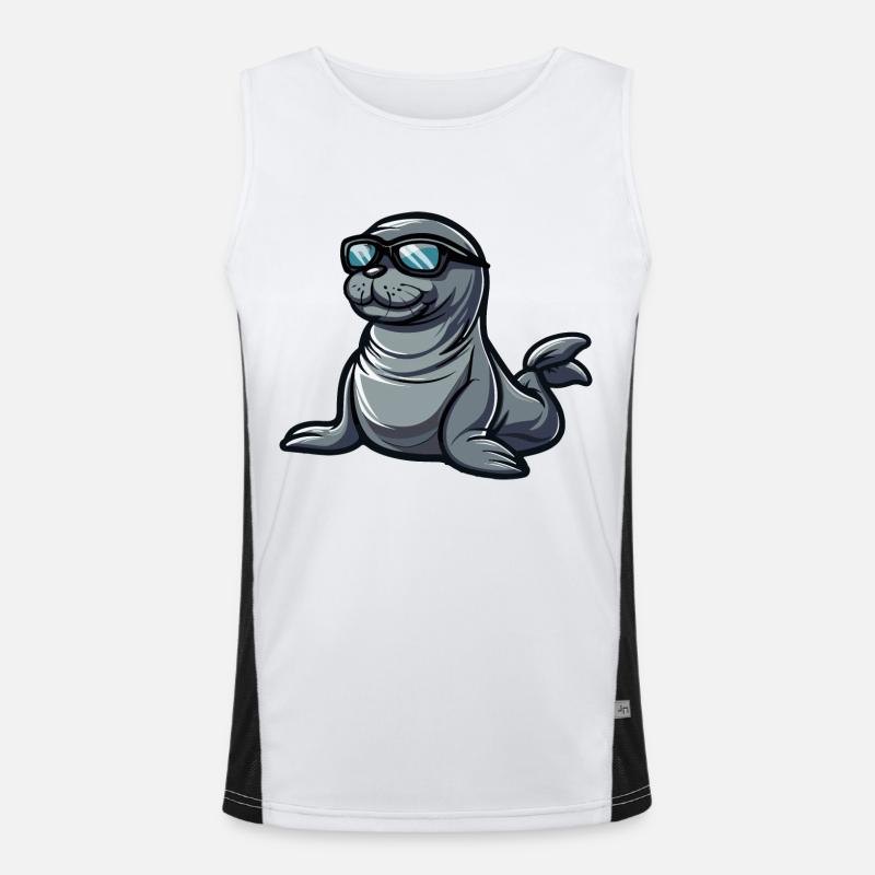 Robbe Tier Comic Cool Funktionelles Kontrast-Tank Top für Männer 