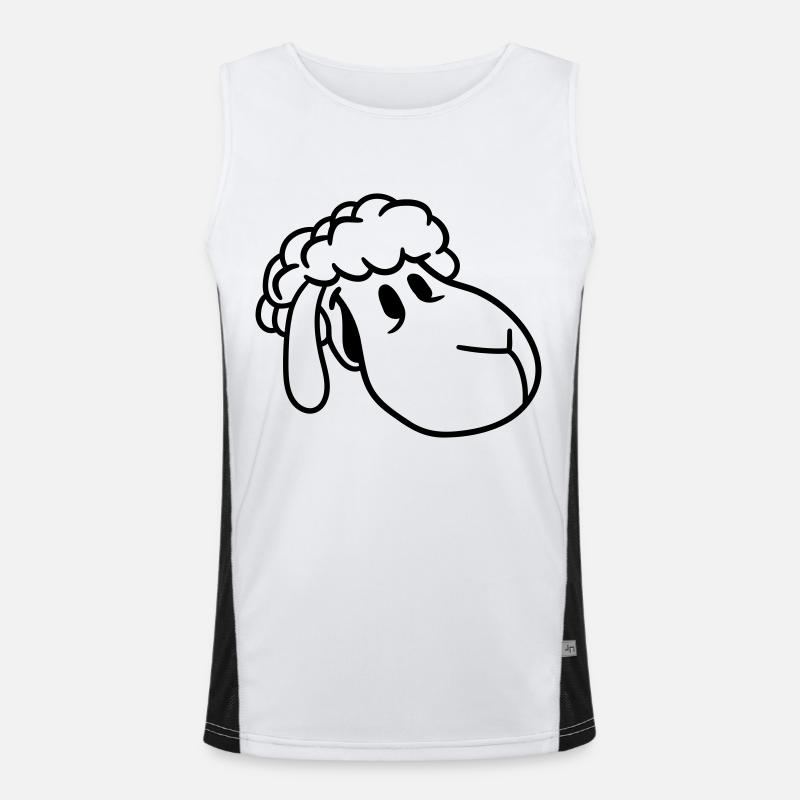 Schaf Gesicht Kopf Süß Niedlich Lamm Cool Comic Funktionelles Kontrast-Tank Top für Männer 