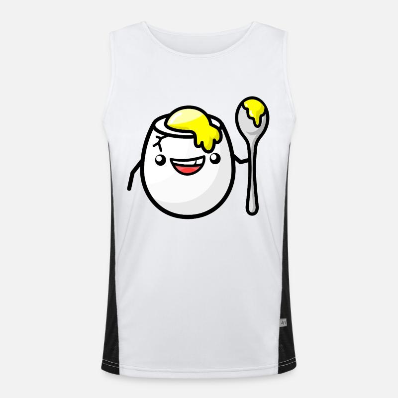 Breakfast egg while doing your hair Men's Functional Contrast Tank Top 