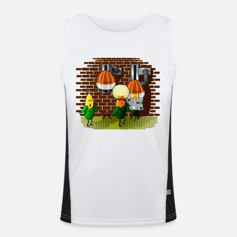 PopCorn-Barber - Men's Functional Contrast Tank Top  - white/black