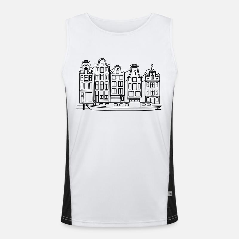 Amsterdam Grachtenhäuser Funktionelles Kontrast-Tank Top für Männer 
