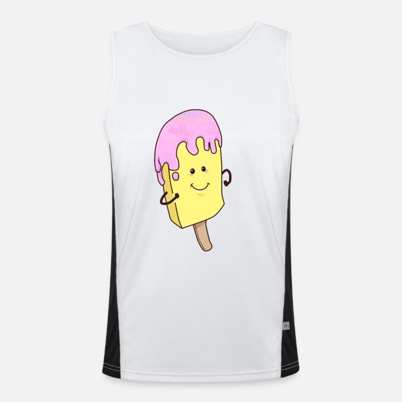 Eis Sommer Eisdiele Eiskrem Fantasy Comic Cartoon Funktionelles Kontrast-Tank Top für Männer 