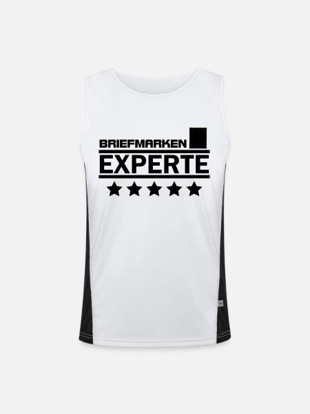briefmarken experte - Funktionelles Kontrast-Tank Top für Männer  - Weiß/Schwarz