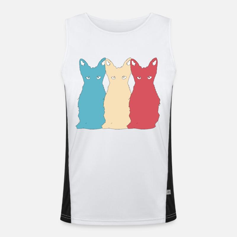Cat Vector Animal Pet Kitten retro Design Men's Functional Contrast Tank Top 