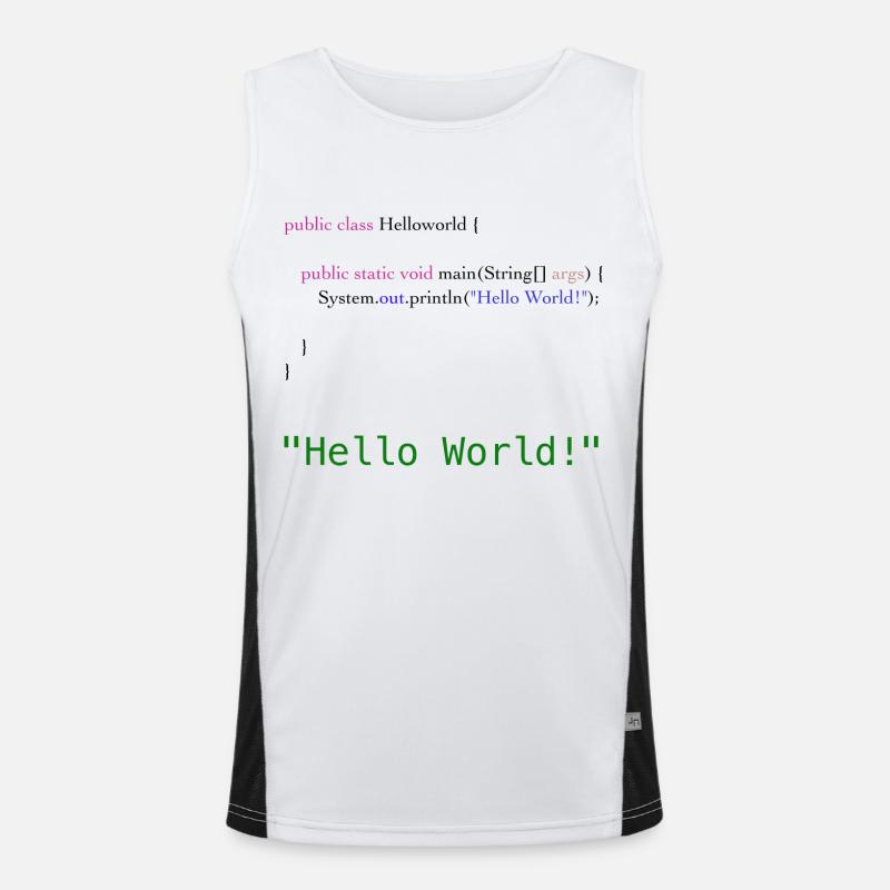 Hello World Code Funktionelles Kontrast-Tank Top für Männer 