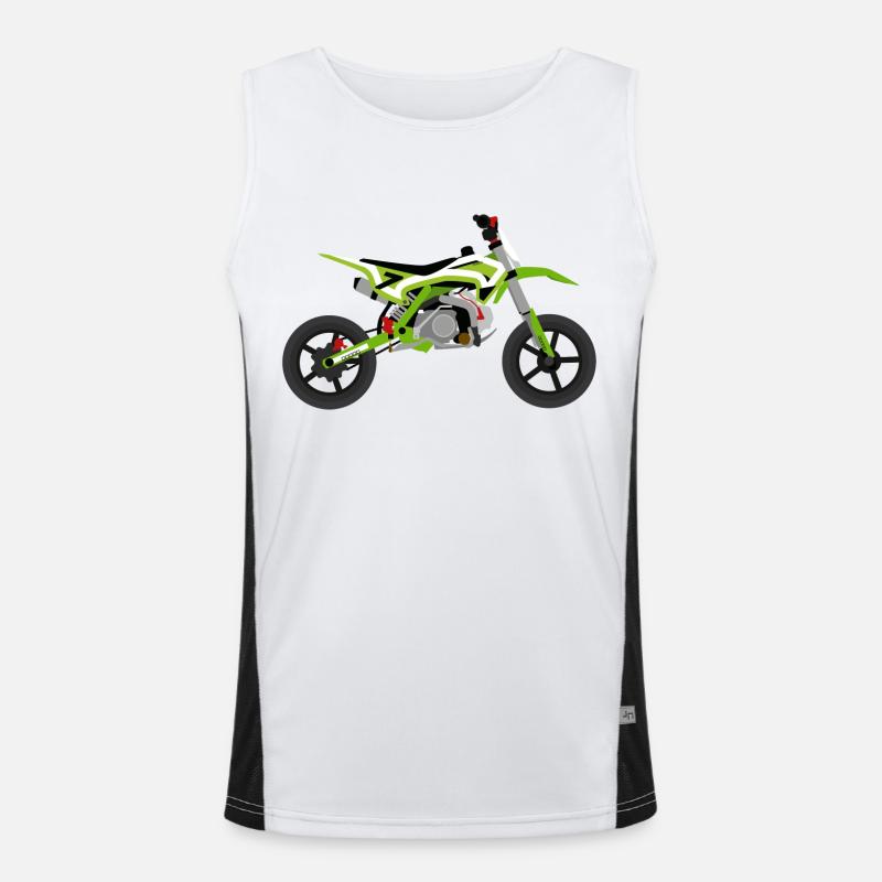 super Moto Vert Blanc Débardeur respirant contrasté Homme 