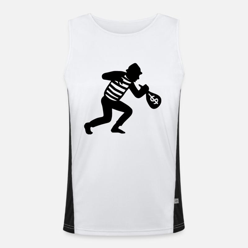 Dieb läuft mit Geld weg Funktionelles Kontrast-Tank Top für Männer 