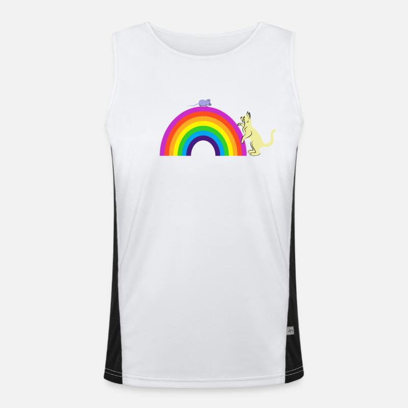 Kidcore Katze und Maus Regenbogen Geschenk Idee Funktionelles Kontrast-Tank Top für Männer 