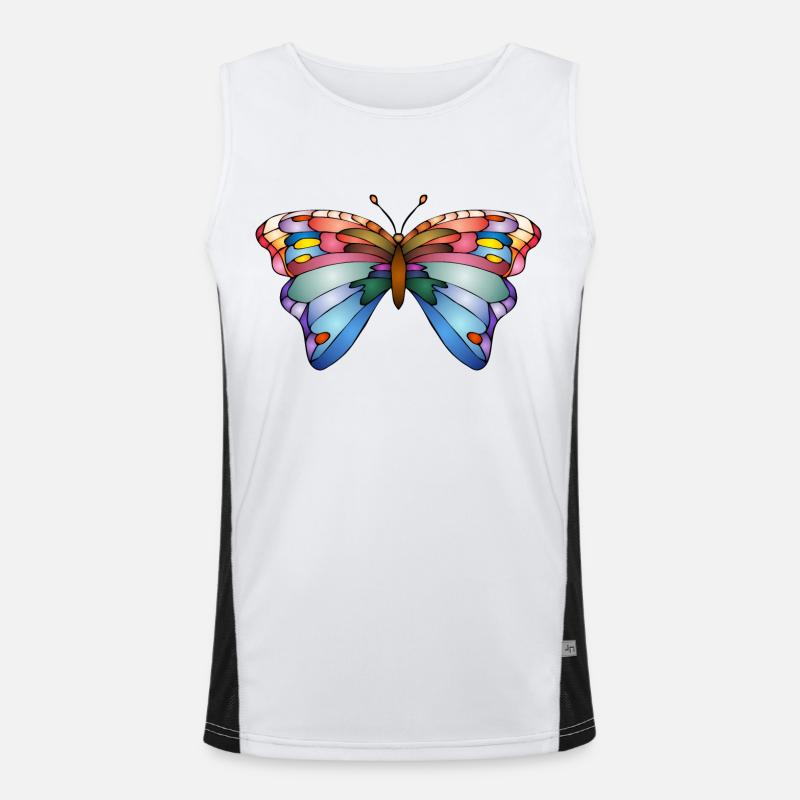 Bunter Schmetterling Funktionelles Kontrast-Tank Top für Männer 