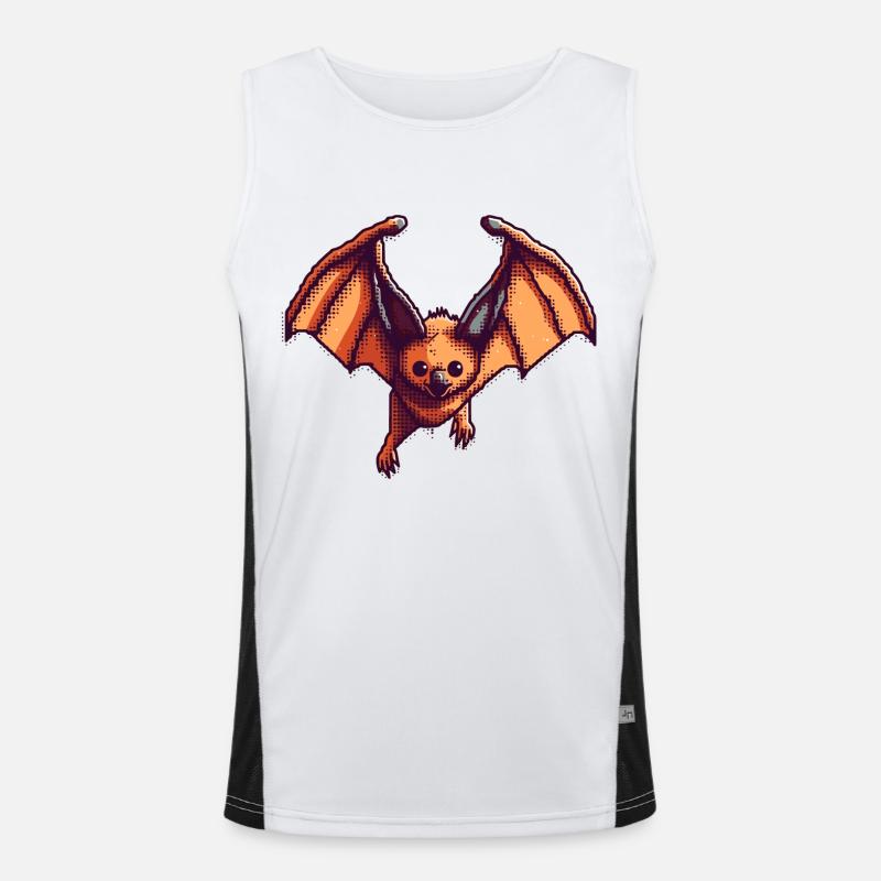 8 bit flying fox in retro and vintage pixel art - Men's Functional Contrast Tank Top  - white/black