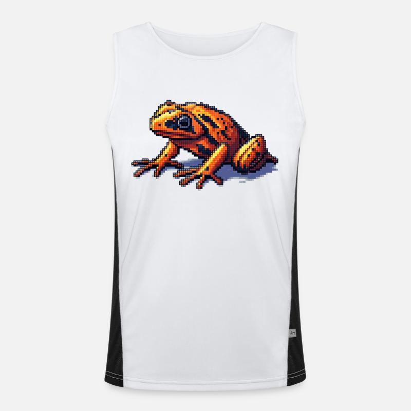 Poison dart frog in retro 8 bit pixel graphics Men's Functional Contrast Tank Top 