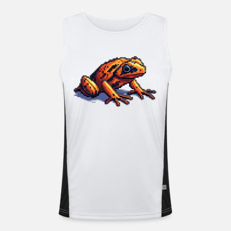 Pfeilgiftfrosch in cooler retro Pixelgrafik Funktionelles Kontrast-Tank Top für Männer 
