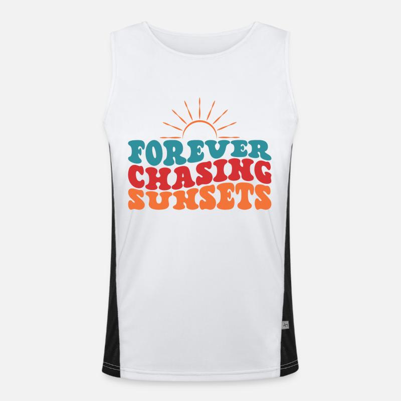 Forever Chasing Sunsets Sun Summer Beach Holidays Men's Functional Contrast Tank Top 