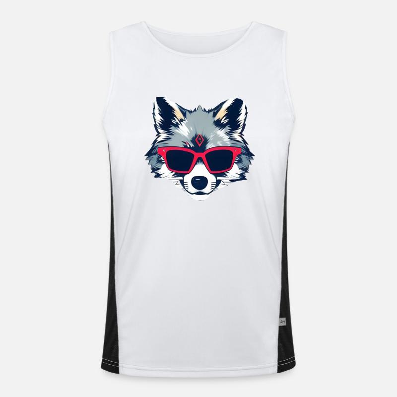 funny wolf - Men's Functional Contrast Tank Top - white/black